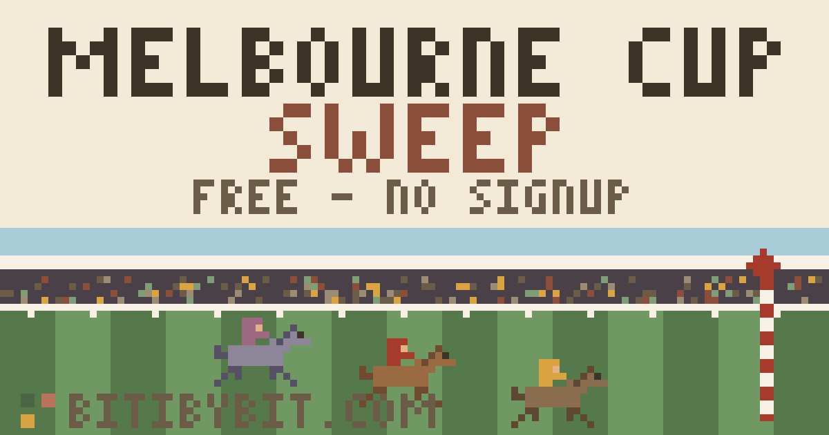 Melbourne Cup Sweep — pixel racetrack with horses
