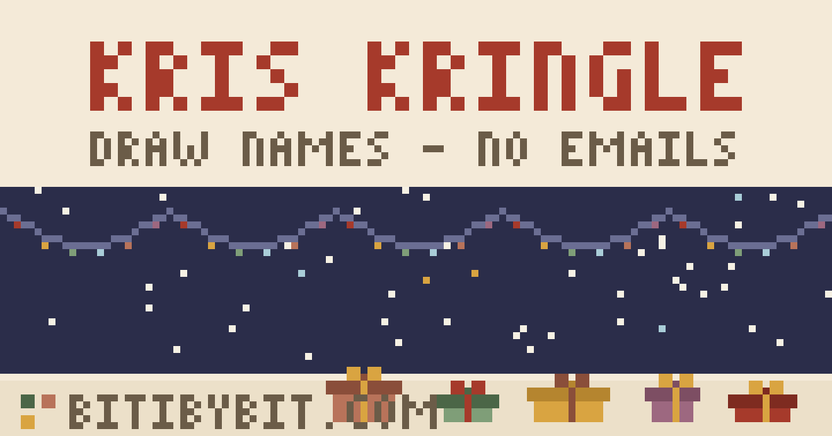 Kris Kringle — fairy lights and pixel gifts
