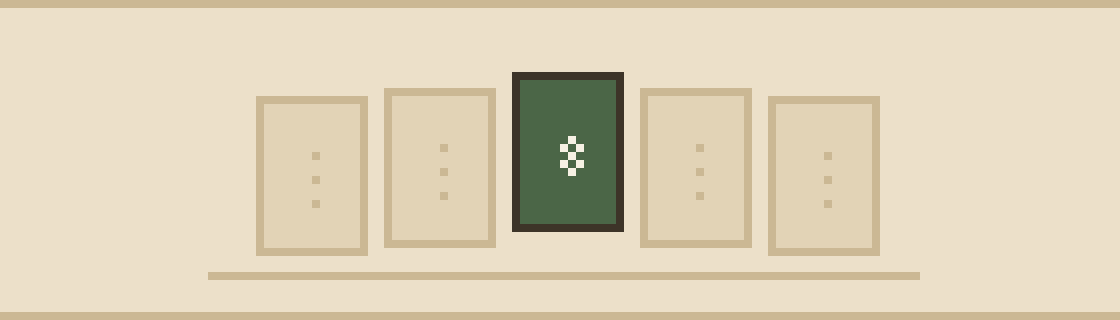 Pixel art of a row of estimation cards face down on a table, one turned over showing an eight